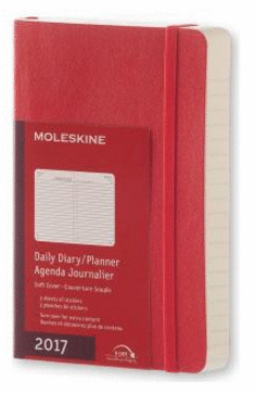 MOLESKINE 2017 DAILY PLANNER, 12M, POCKET, SCARLET RED, SOFT COVER (3.5 X 5.5)