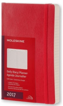 MOLESKINE 2017 DAILY PLANNER, 12M, LARGE, SCARLET RED, SOFT COVER (5 X 8.25)