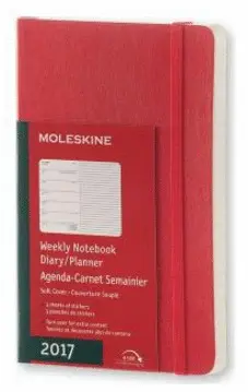 MOLESKINE 2017 WEEKLY NOTEBOOK, 12M, POCKET, SCARLET RED, SOFT COVER (3.5 X 5.5)