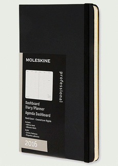 MOLESKINE DASHBOARD PLANNER LARGE BLACK 2016