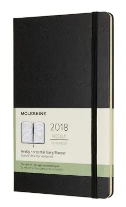 12M PLANNER WEEKLY HORIZONTAL LARGE BLACK HARD COVER