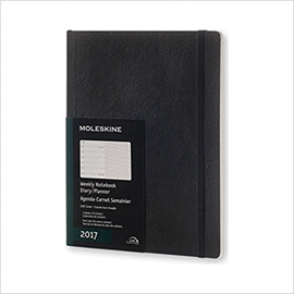 12M PLANNER WEEKLY NOTEBOOK LARGE BLACK SOFT COVER