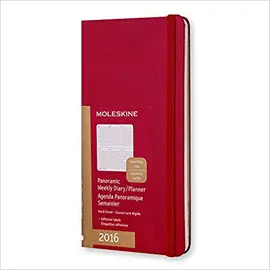 12M PLANNER WEEKLY HORIZONTAL POCKET SCARLET RED HARD COVER