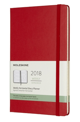 12M PLANNER WEEKLY HORIZONTAL LARGE SCARLET RED HARD COVER