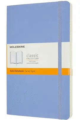 MOLESKINE CLASSIC NOTEBOOK, LARGE, RULED, HYDRANGEA BLUE, SOFT COVER (5 X 8.25)