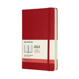 MOLESKINE DHF212DC3Y22 - AGENDA DIARIA DE 12 MESES CON TAPA DURA, 2022, GRAN FORMATO 13 X 21, COLOR ROJO ESCARLATA