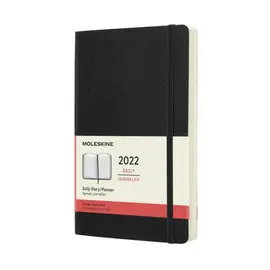 MOLESKINE CLASSIC - PLANIFICADOR DIARIO PARA 12 MESES 2022, FUNDA SUAVE, GRANDE (5 X 8,25), COLOR NEGRO
