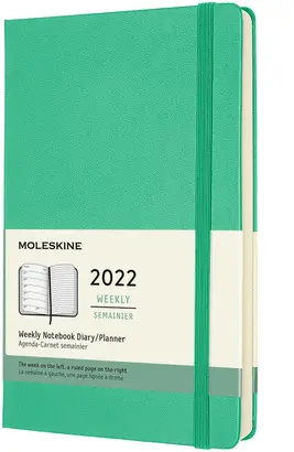 MOLESKINE 2022 WEEKLY PLANNER, 12M, LARGE, ICE GREEN, HARD COVER (5 X 8.25)