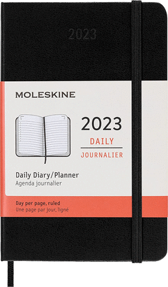 MOLESKINE 2023 12M DAILY PK BLK HARD, POCKET 9X14