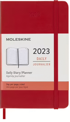 MOLESKINE 2023 12M DAILY PK S.RED HARD, POCKET 9X14