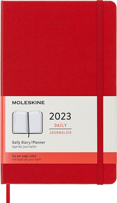 MOLESKINE 2023 12M DAILY LG S.RED HARD, COVER HARD, SIZE LARGE 13X21