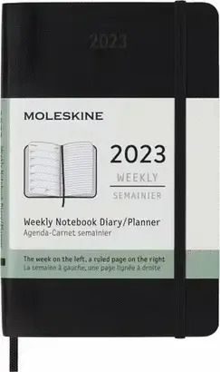 MOLESKINE 2023 12M WKLY NTBK PK BLK SOFT, POCKET 9X14.