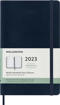 MOLESKINE 2023 12M WKLY NTBK LG S.BLUE SOFT, LAYOUT WEEKLY NOTEBOOK, COVER SOFT, SIZE LARGE 13X21