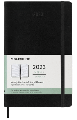 MOLESKINE 2023 12M WKLY HOR LG BLK HARD, LAYOUT WEEKLY HORIZONTAL, COVER HARD, SIZE LARGE 13X21