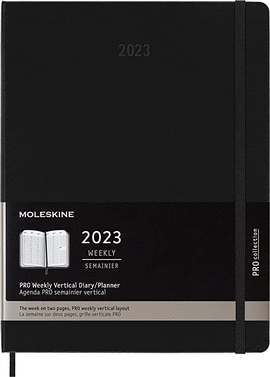 MOLESKINE 2023 12M PRO WKLY VERT XL BLK HARD, LAYOUT PRO WEEKLY VERTICAL, SIZE XL 19X25