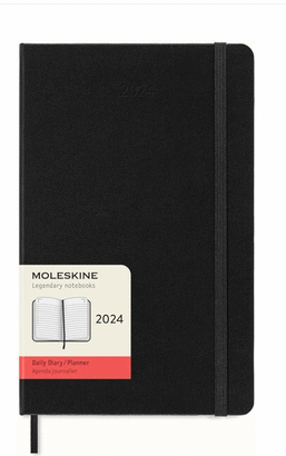 MOLESKINE 2024 DAILY PLANNER, 12M, LARGE, BLACK, HARD COVER (5 X 8.25)