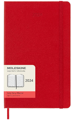 MOLESKINE 2024 DAILY PLANNER, 12M, LARGE, SCARLET RED, HARD COVER (5 X 8.25)