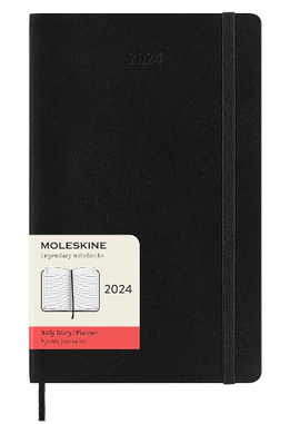 MOLESKINE 2024 DAILY PLANNER, 12M, LARGE, BLACK, SOFT COVER (5 X 8.25)