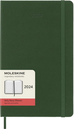 MOLESKINE 2024 DAILY PLANNER, 12M, LARGE, MYRTLE GREEN, HARD COVER (5 X 8.25)