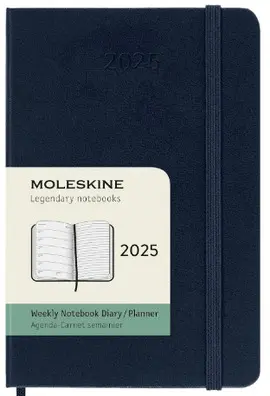 MOLESKINE AGENDA SEMANAL CLÁSICA DE 12 MESES DE 2025, TAPA DURA, GRANDE (5 X 8.25 PULGADAS), AZUL ZAFIRO, 144 PÁGINAS