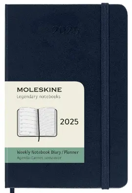 MOLESKINE AGENDA SEMANAL CLÁSICA DE 12 MESES DE 2025, TAPA DURA, BOLSILLO (3.5 X 5.5 PULGADAS), AZUL ZAFIRO, 144 PÁGINAS