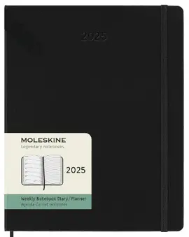 MOLESKINE AGENDA SEMANAL CLÁSICA DE 12 MESES DE 2025, TAPA DURA, XL (7.5 X 9.75 PULGADAS), NEGRO, 144 PÁGINAS
