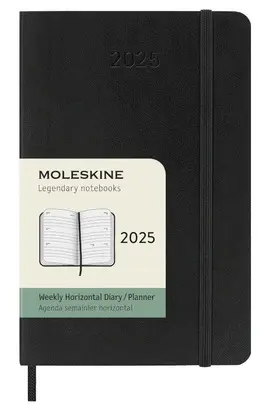 MOLESKINE AGENDA 2025 SEMANAL HORIZONTAL POCKET NEGRA TAPA BLANDA