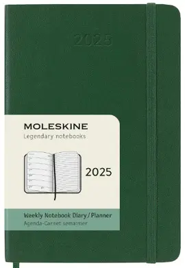 MOLESKINE AGENDA SEMANAL CLÁSICA DE 12 MESES DE 2025, TAPA SUAVE, BOLSILLO (3.5 X 5.5 PULGADAS), VERDE MIRTO, 144 PÁGINAS