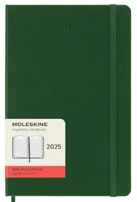 MOLESKINE AGENDA DIARIA CLÁSICA DE 12 MESES DE 2025, TAPA DURA, GRANDE (5 X 8.25 PULGADAS), VERDE MIRTO, 400 PÁGINAS