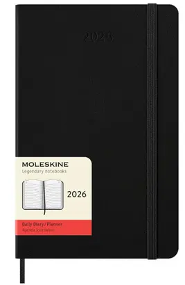 MOLESKINE CLASSIC 12 MONTH 2026 DAILY PLANNER, HARD COVER, LARGE (5 X 8.25), BLACK, 400 PAGES