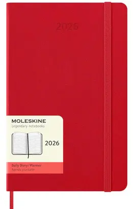 MOLESKINE CLASSIC 12 MONTH 2026 DAILY PLANNER, HARD COVER, LARGE (5 X 8.25), SCARLET RED, 400 PAGES
