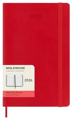 MOLESKINE CLASSIC 12 MONTH 2026 DAILY PLANNER, SOFT COVER, LARGE (5 X 8.25), SCARLET RED, 400 PAGES