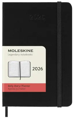 MOLESKINE CLASSIC 12 MONTH 2026 DAILY PLANNER, HARD COVER, POCKET (3.5 X 5.5), BLACK, 400 PAGES