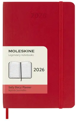 MOLESKINE CLASSIC 12 MONTH 2026 DAILY PLANNER, SOFT COVER, POCKET (3.5 X 5.5), SCARLET RED, 400 PAGES