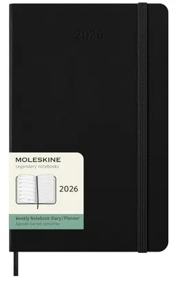 MOLESKINE CLASSIC 12 MONTH 2026 WEEKLY PLANNER, HARD COVER, LARGE (5 X 8.25), BLACK, 144 PAGES