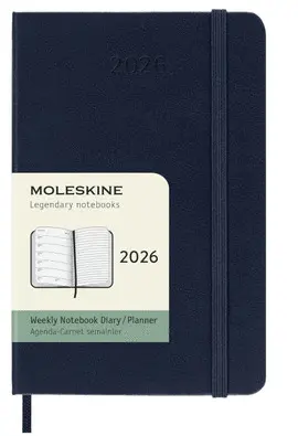 MOLESKINE CLASSIC 12 MONTH 2026 WEEKLY PLANNER, HARD COVER, POCKET (3.5 X 5.5), SAPPHIRE BLUE, 144 PAGES