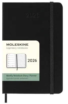 MOLESKINE CLASSIC 12 MONTH 2026 WEEKLY PLANNER, HARD COVER, POCKET (3.5 X 5.5), BLACK, 144 PAGES