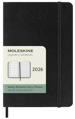 MOLESKINE CLASSIC 12 MONTH 2026 WEEKLY PLANNER, SOFT COVER, POCKET (3.5 X 5.5), BLACK, 144 PAGES