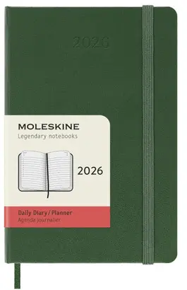 MOLESKINE CLASSIC 12 MONTH 2026 DAILY PLANNER, HARD COVER, POCKET (3.5 X 5.5), MYRTLE GREEN, 400 PAGES
