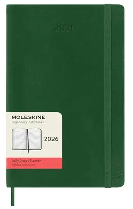 MOLESKINE CLASSIC 12 MONTH 2026 DAILY PLANNER, SOFT COVER, LARGE (5 X 8.25), MYRTLE GREEN, 400 PAGES