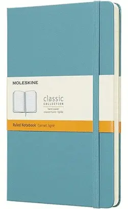MOLESKINE CLASSIC NOTEBOOK, LARGE, RULED, BLUE REEF, HARD COVER (5 X 8.25)