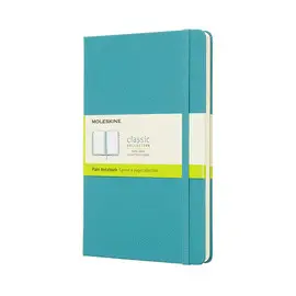 MOLESKINE CLASSIC NOTEBOOK, LARGE, PLAIN, BLUE REEF, HARD COVER (5 X 8.25)