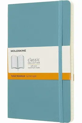 MOLESKINE CLASSIC NOTEBOOK, LARGE, RULED, BLUE REEF, SOFT COVER (5 X 8.25)