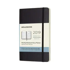 12M MONTHLY POCKET BLACK SOFT COVER 2019 (DSB12MN2Y19)
