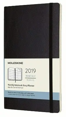 12M MONTHLY LARGE BLACK SOFT COVER 2019 (DSB12MN3Y19)
