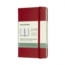 12M WEEKLY HORIZONTAL POCKET SCARLET RED HARD COVER 2019 (DHF212WH