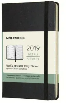 12M WEEKLY NOTEBOOK POCKET BLACK HARD COVER 2019 (DHB12WN2Y19)