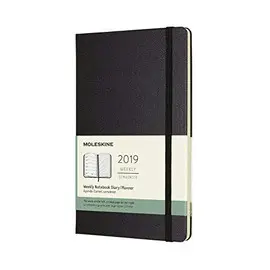 12M WEEKLY NOTEBOOK LARGE BLACK HARD COVER 2019 (DHB12WN3Y19)