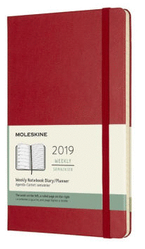 12M WEEKLY NOTEBOOK LARGE SCARLET RED HARD COVER 2019 (DHF212WN3Y