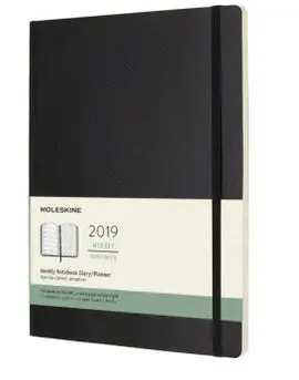 12M WEEKLY NOTEBOOK XLARGE BLACK SOFT COVER 2019 (DSB12WN4Y19)